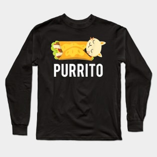 Cats Plus Burrito Is Purrito Obvs Gift Design Idea Long Sleeve T-Shirt